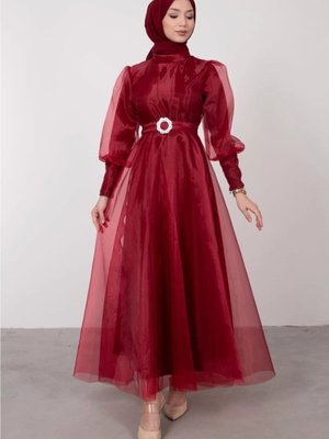 Balon Kol Organze Elbise