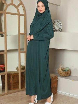 Pratik Başörtülü Tek Parça Namaz Elbisesi