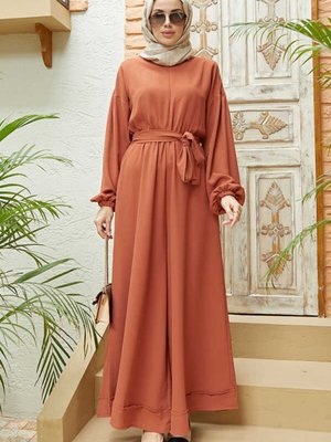 Krep Tulum Elbise Taba Krep Tulum Elbise Taba