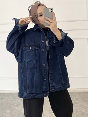 Çift Cepli Oversize Kot Ceket