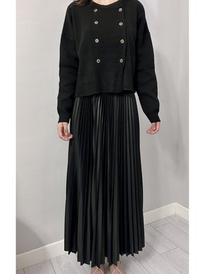 Siyah Sık Piliseli Etek