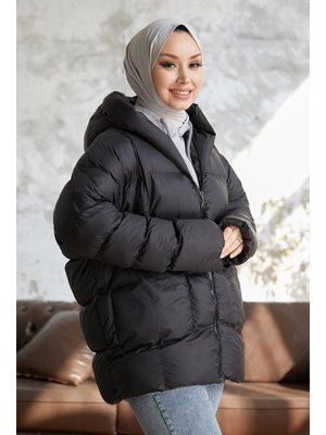 Siyah Mona Salaş Şişme Mont