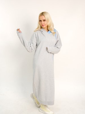 Gri Mavi Şeritli Kapüşonlu Tesettur