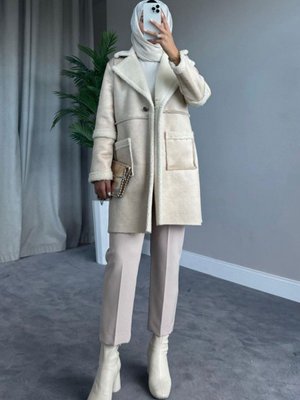 Deri Kürklü Kaban Bej