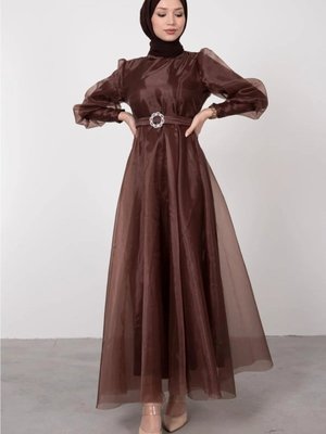 Balon Kol Organze Elbise