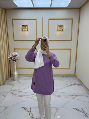 Lila İki İplik Sweatshisrt