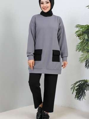 Cep Detaylı İkili Takım Gri