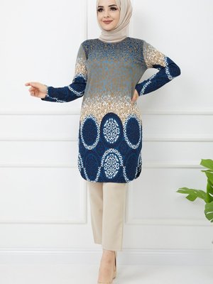 Desenli Mavi Tunik