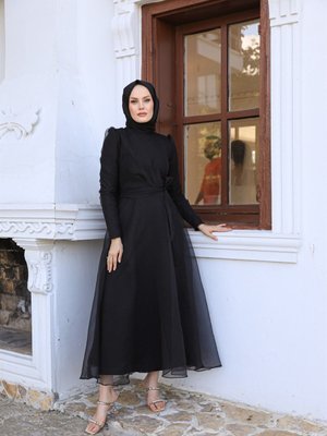 Hale Tül Abiye Elbise Siyah Hale Tül Abiye Elbise Siyah