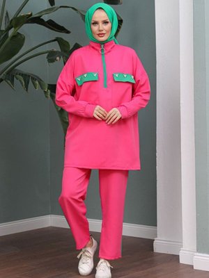 Yeşil Pembe Taşlı Cepli Takım Yeşil Pembe Taşlı Cepli Takım