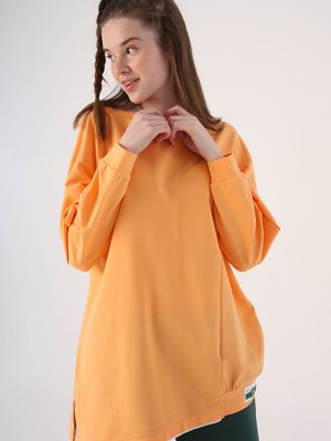 Somon Pamuklu Garnili Iki Renkli Asimetrik Sweatshirt Somon Pamuklu Garnili Iki Renkli Asimetrik Sweatshirt