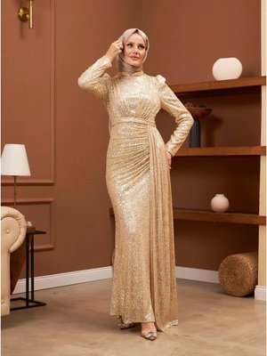 Duru Abiye Elbise Altın Duru Abiye Elbise Altın