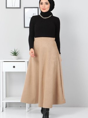 Süet Mevlana Etek Camel