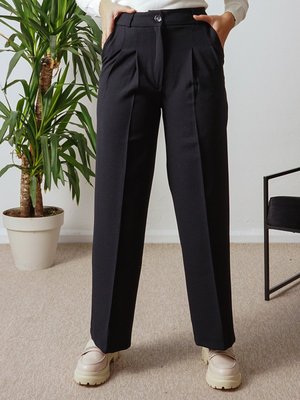 Lacivert Krep Pile Detaylı Kumaş Pantolon Lacivert Krep Pile Detaylı Kumaş Pantolon