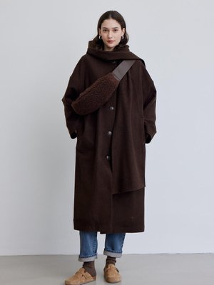 Kapüşonlu Uzun Kaban Kahve