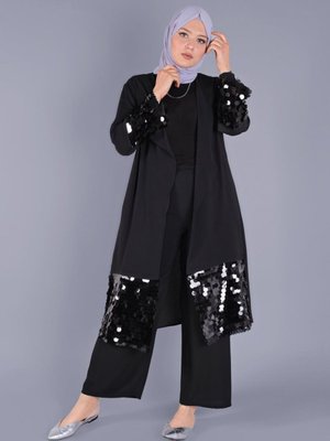 Siyah Pul Payet Detaylı Ceket