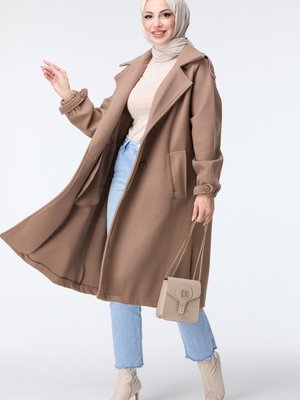 Vızon Kemerli Kaşe Kaban Vızon Kemerli Kaşe Kaban