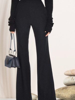 Siyah Ispanyol Paça Ithal Crep Pantolon