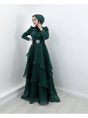 Merveplume Janjan Katlı Abiye Elbise