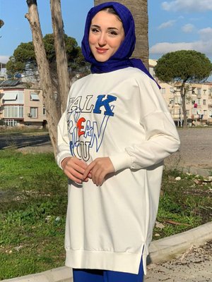 Ekru Talk Nakışlı Sweat