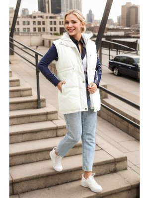 Ekru Beli Büzgüllü Şişme Yelek