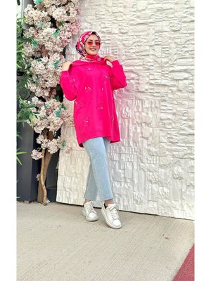Harf Nakışlı Oversıze Sweatshirt Harf Nakışlı Oversıze Sweatshirt