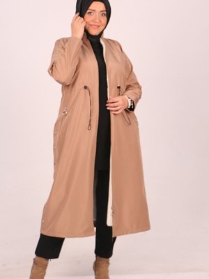 Vizon Büyük Beden Hakim Yaka İçi Kürklü Bondit Kap