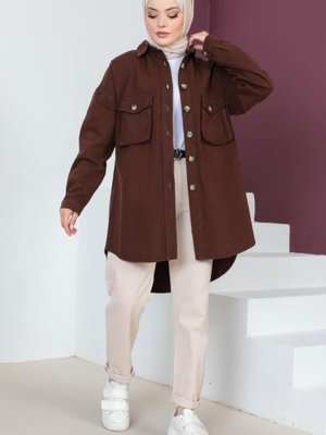 Körük Cep Detaylı Ceket Kahverengi