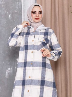 Tek Cep Kapaklı Penye Şapkalı Kapüşonlu Oduncu Tunik Gömlek