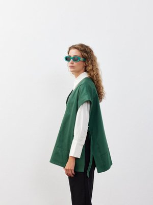 Kemerli Süveter Yelek Yeşil