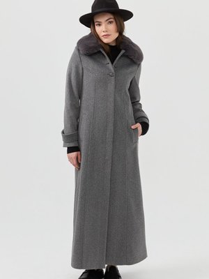 Kürk Yakalı Manto Füme