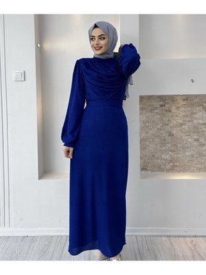 Dagaje Özel Simli Tesettür Abiye Elbise