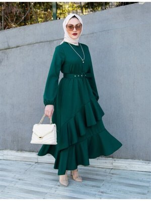 Volan Katlı Özel Gün Elbisesi