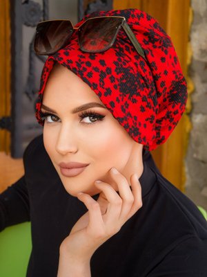 Hazır Türban Siyah Kırmızı