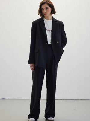 Çift Pileli Palazzo Pantolon Siyah Çift Pileli Palazzo Pantolon Siyah