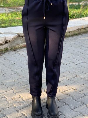 Lacivert Scuba Beli Lastikli Pantolon