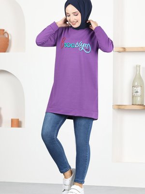 Baskılı Tunik Lila Baskılı Tunik Lila