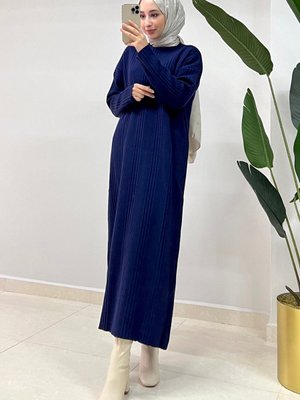 Ravza Fitil Detaylı Uzun Triko Elbise