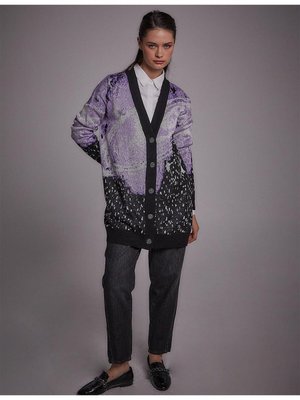 Exclusive Galaksi Desen Triko Hırka Lila Exclusive Galaksi Desen Triko Hırka Lila