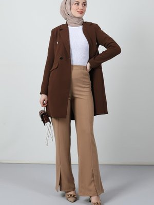 Önü Yırtmaçlı Pantolon Sütlükahve Önü Yırtmaçlı Pantolon Sütlükahve