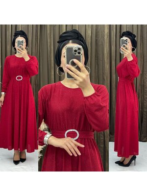 Simli Kuşaklı Abiye Elbise Simli Kuşaklı Abiye Elbise