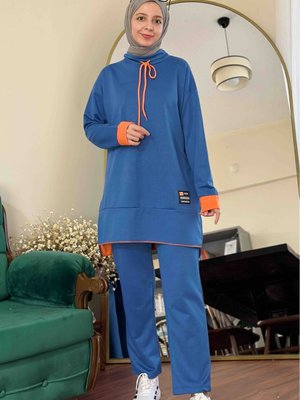 Fosfor Detaylı Eşofman Takım İndigo Fosfor Detaylı Eşofman Takım İndigo