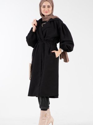Kruvaze Yaka Lidya Trençkot Siyah Kruvaze Yaka Lidya Trençkot Siyah