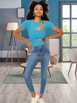 Mavi Yüksek Bel Skinny Pantolon Mavi Yüksek Bel Skinny Pantolon
