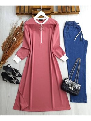 Yaka Ve Kol Ribanalı Tam Boy Tunik