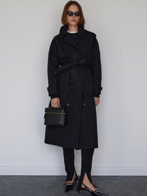Siyah Classic Kemerli Trençkot