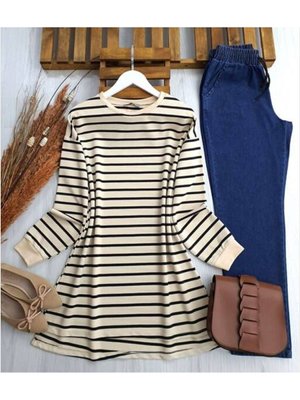 Renkli Çizgili Salaş Tunik