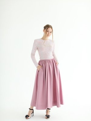 Pudra Pamuk Tam Daire Büzgülü Kety Etek