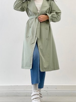 Kuşaklı Trençkot Yeşil Kuşaklı Trençkot Yeşil