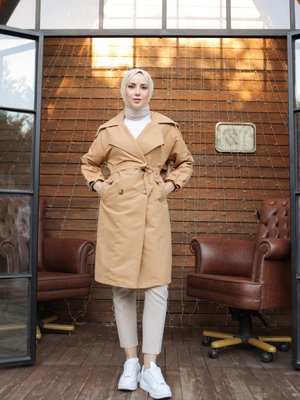 Geniş Yaka Trençkot Camel